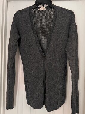 Hollister Charcoal Gray Open-Knit V-Neck Beach Cardigan